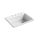 Kohler 8668-4A1-0 Riverby 27 X 22 X 9-5/8 Top-Mount Single-Bowl Kitchen Sink With Bottom Sink Rack And 4 Faucet Holes 1