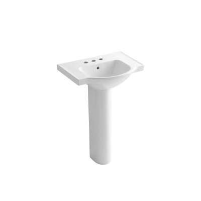 Kohler 5266-4-0 Veer 24 Pedestal Bathroom Sink With 4 Centerset Faucet Holes 1