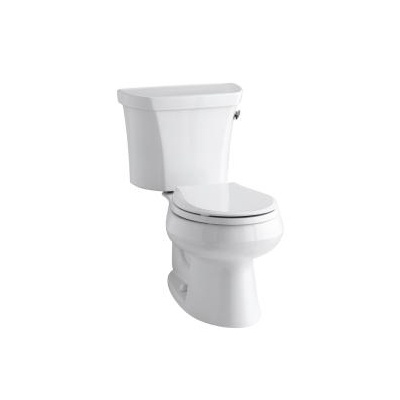 Kohler 3997-RZ-0 Wellworth Two-Piece Round-Front 1.28 Gpf Toilet With Class Five Flush Technology Right-Hand Trip Lever Insuliner Tank Liner And Tank Cover Locks 1