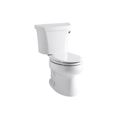 Kohler 3998-RZ-0 Wellworth Two-Piece Elongated 1.28 Gpf Toilet With Class Five Flush Technology Right-Hand Trip Lever Insuliner Tank Liner And Tank Cover Locks 1