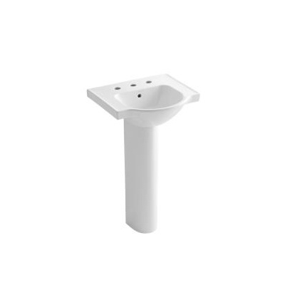 Kohler 5265-8-0 Veer 21 Pedestal Bathroom Sink With 8 Widespread Faucet Holes 1
