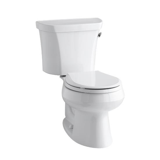 Kohler 3997-RZ-0 Wellworth Two-Piece Round-Front 1.28 Gpf Toilet With Class Five Flush Technology Right-Hand Trip Lever Insuliner Tank Liner And Tank Cover Locks 3