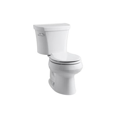 Kohler 3947-UT-0 Wellworth Two-Piece Round-Front 1.28 Gpf Toilet With Class Five Flush Technology Left-Hand Trip Lever Insuliner Tank Liner And Tank Cover Locks 1