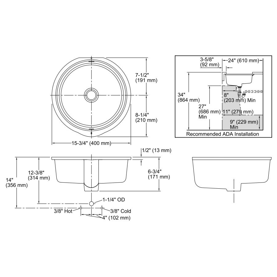 Kohler 2883-96 Verticyl Round Under-Mount Bathroom Sink 2