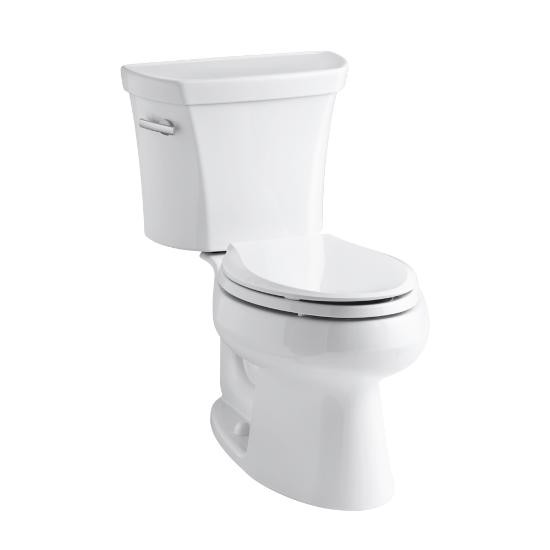 Kohler 3978-0 Wellworth Two-Piece Elongated 1.6 Gpf Toilet With Class Five Flush Technology And Left-Hand Trip Lever 3