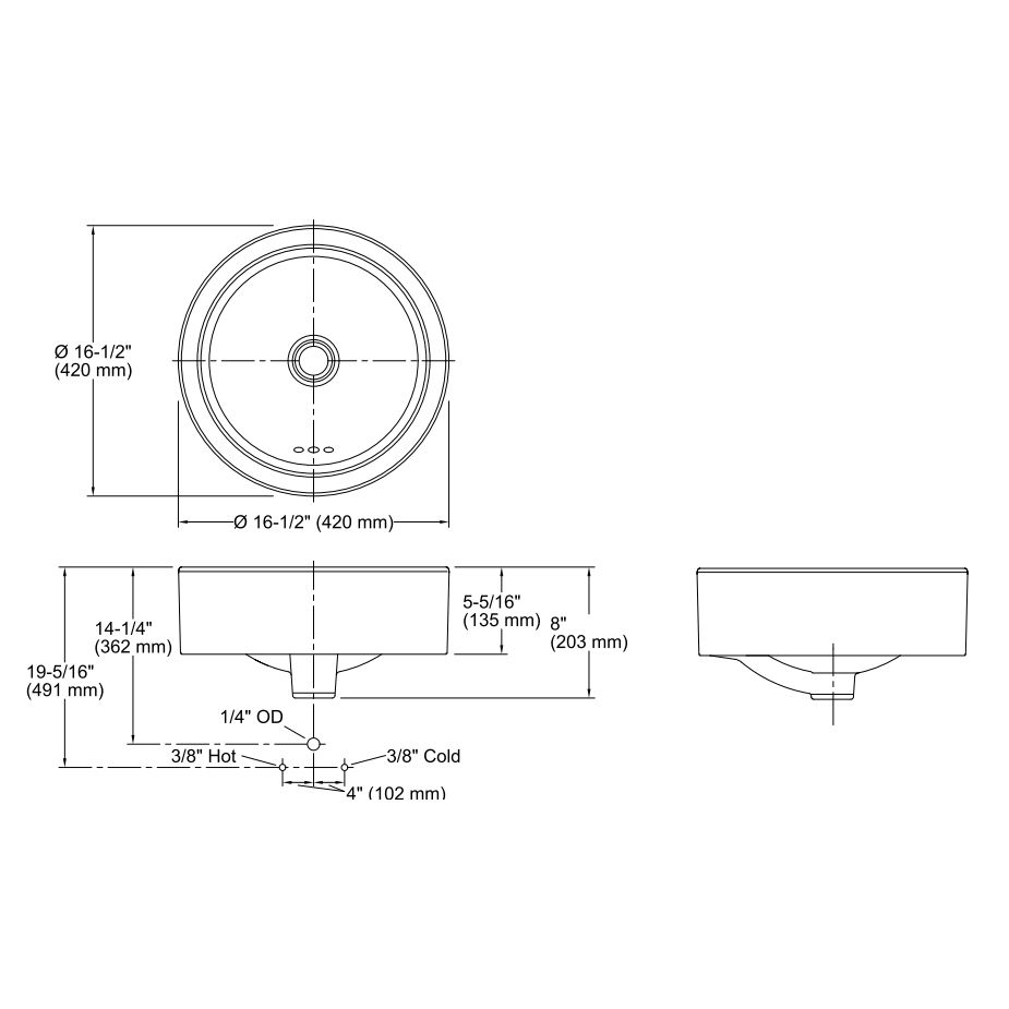 Kohler 14800-0 Vox Round Vessel Bathroom Sink 2