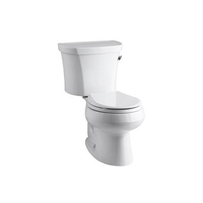 Kohler 3947-RZ-0 Wellworth Two-Piece Round-Front 1.28 Gpf Toilet With Class Five Flush Technology Right-Hand Trip Lever Insuliner Tank Liner And Tank Cover Locks 1