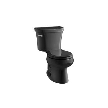 Kohler 3947-T-7 Wellworth Two-Piece Round-Front 1.28 Gpf Toilet With Class Five Flush Technology Left-Hand Trip Lever And Tank Cover Locks 1