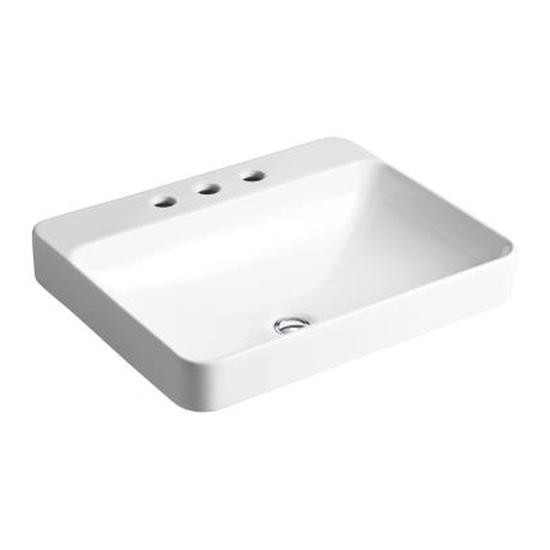 Kohler 2660-8-0 Vox Rectangle Vessel Bathroom Sink With Widespread Faucet Holes 1