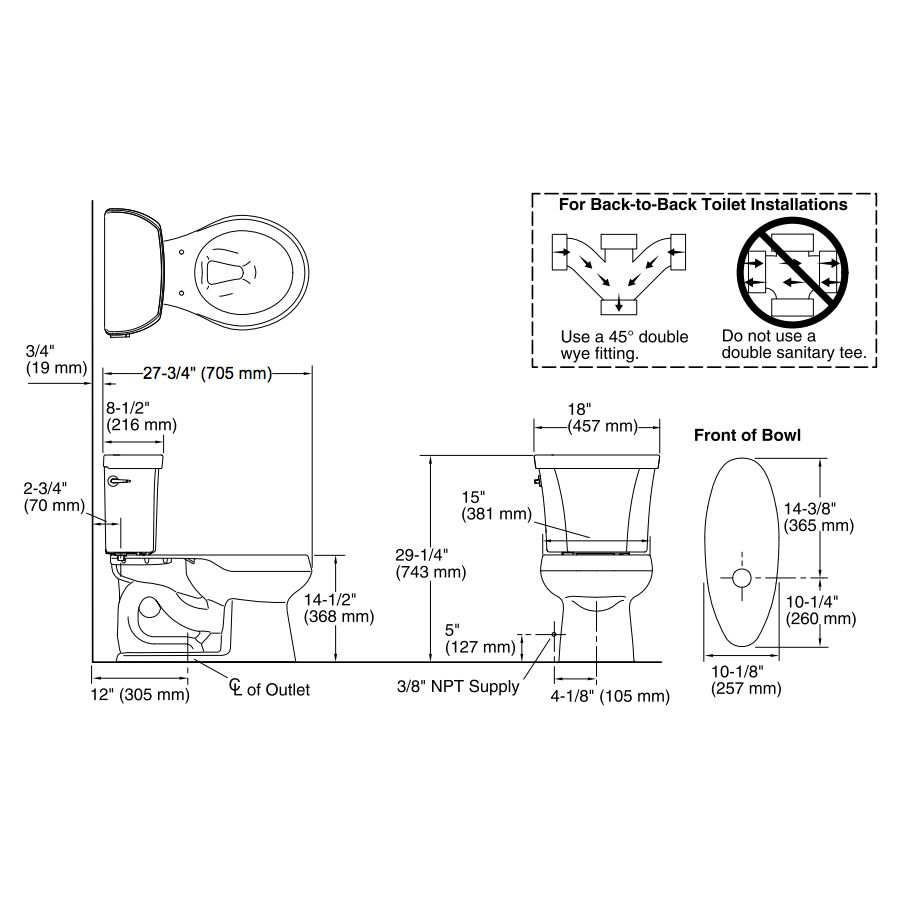 Kohler 3987-96 Wellworth Two-Piece Round-Front Dual-Flush Toilet With Class Five Flush Technology And Left-Hand Trip Lever 2