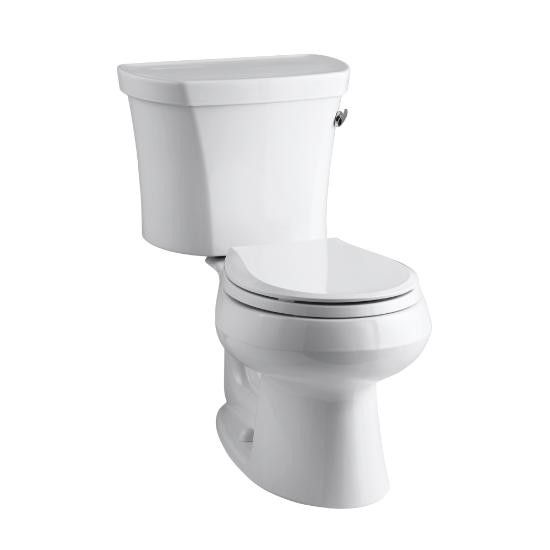 Kohler 3947-RZ-0 Wellworth Two-Piece Round-Front 1.28 Gpf Toilet With Class Five Flush Technology Right-Hand Trip Lever Insuliner Tank Liner And Tank Cover Locks 3