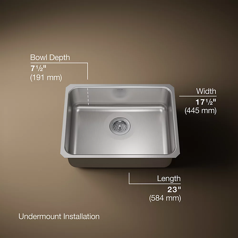 Kohler K3332 Undertone 23 x 17 Extra Large Undermount Single Kitchen Sink 1