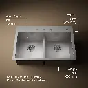 Kohler K3838 Vault 33 x 22 Smart Divide Double Equal Kitchen Sink 4 Faucet Holes 1