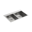 Kohler K3996 Vault 33 x 22 Double Kitchen Sink 4 Faucet Holes 1