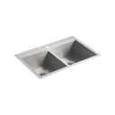Kohler K3820 Vault 33 x 22 Double Kitchen Sink Single Faucet Hole 1