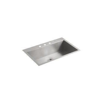Kohler K3821 Vault 33 x 22 Large Single Kitchen Sink 3 Faucet Holes 1