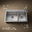 Kohler K3823 Vault 33 x 22 Double Kitchen Sink 4 Faucet Holes 1