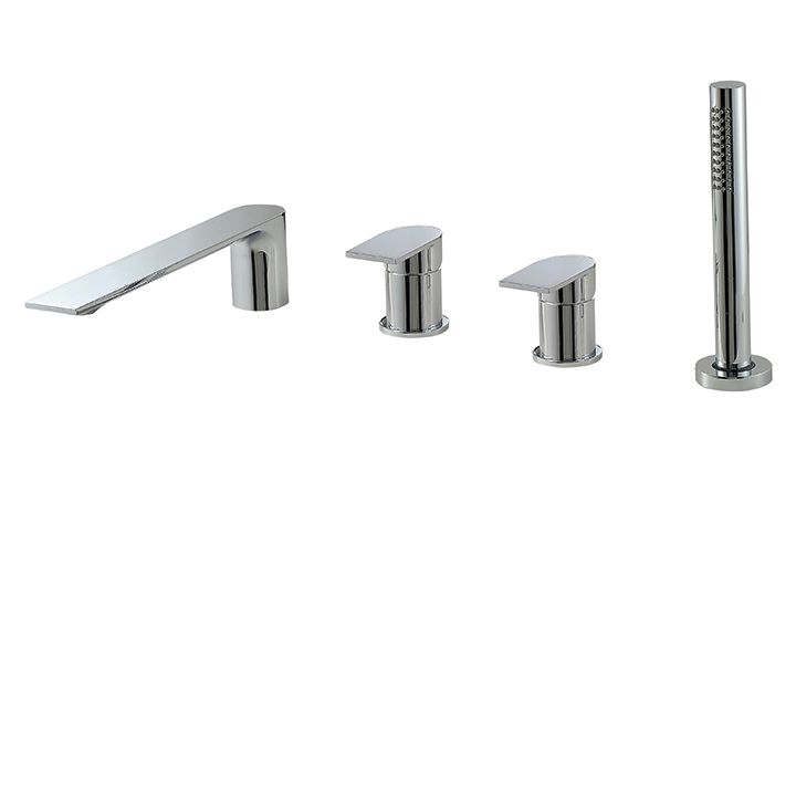 Aquabrass 92017 Alpha Deckmount Tub Filler With Handshower And 2 Mixers Brushed Nickel 1