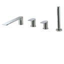 Aquabrass 92017 Alpha Deckmount Tub Filler With Handshower And 2 Mixers Brushed Nickel 1