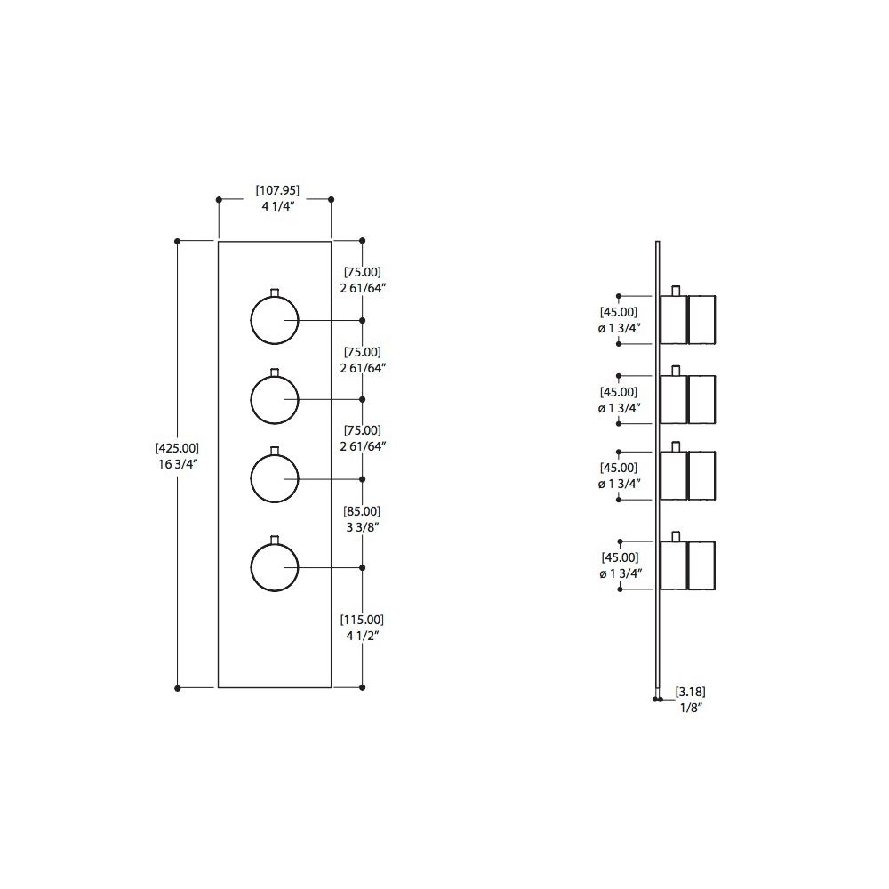 Aquabrass SR3395 Trim Set For 12003 1/2 And 3003 3/4 Thermostatic Valves Brushed Nickel 2