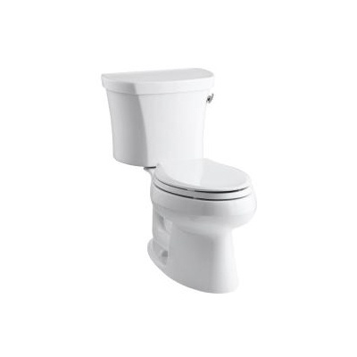 Kohler 3948-RZ-0 Wellworth Two-Piece Elongated 1.28 Gpf Toilet With Class Five Flush Technology Right-Hand Trip Lever Insuliner Tank Liner And Tank Cover Locks 1