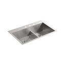 Kohler K3839 Vault 33 x 22 Smart Divide Double Kitchen Sink 4 Faucet Holes 1