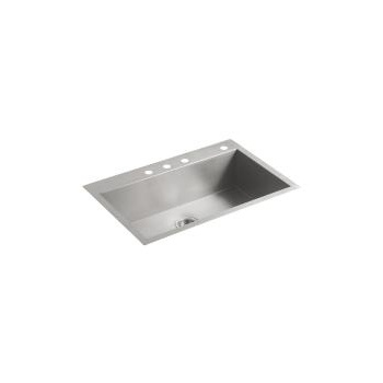 Kohler K3821 Vault 33 x 22 x Large Single Kitchen Sink 4 Faucet Holes 1