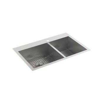 Kohler K3823 Vault 33 x 22 Double Kitchen Sink Single Faucet Hole 1