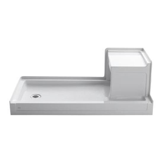 Kohler 1977-0 Tresham 60 X 32 Receptor With Integral Seat And Left-Hand Drain 3