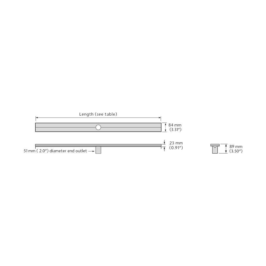 ACO 93869 Plain Edge Shower Channel Stainless Steel Body 39.37 Center Outlet 2
