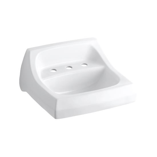 Kohler 2006-0 Kingston 21-1/4 X 18-1/8 Wall-Mount/Concealed Arm Carrier Bathroom Sink With Widespread Faucet Holes 3