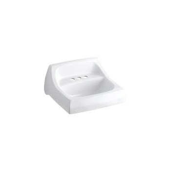 Kohler 2005-0 Kingston 21-1/4 X 18-1/8 Wall-Mount/Concealed Arm Carrier Bathroom Sink With 4 Centerset Faucet Holes 1