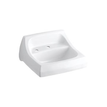 Kohler 2007-L-0 Kingston 21-1/4 X 18-1/8 Wall-Mount/Concealed Arm Carrier Bathroom Sink With Single Faucet Hole And Left-Hand Soap Dispenser Hole 1
