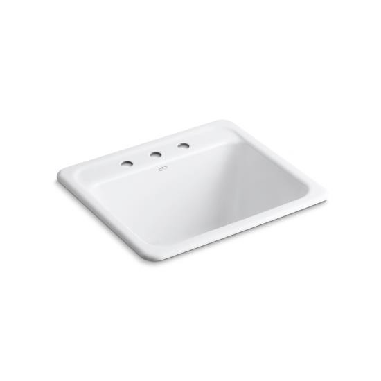 Kohler 19017-3-0 Glen Falls Top-/Under-Mount Utility Sink With 3 Faucet Holes 1