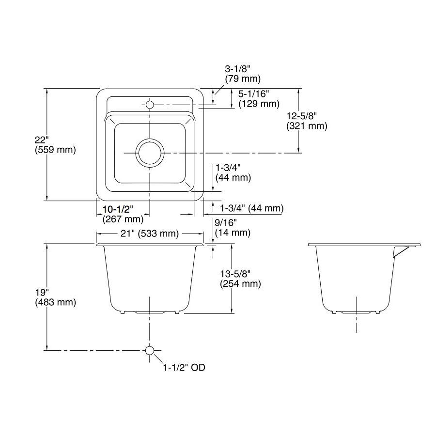 Kohler 19022-1-0 Park Falls Top-/Under-Mount Utility Sink With Single Faucet Hole 2