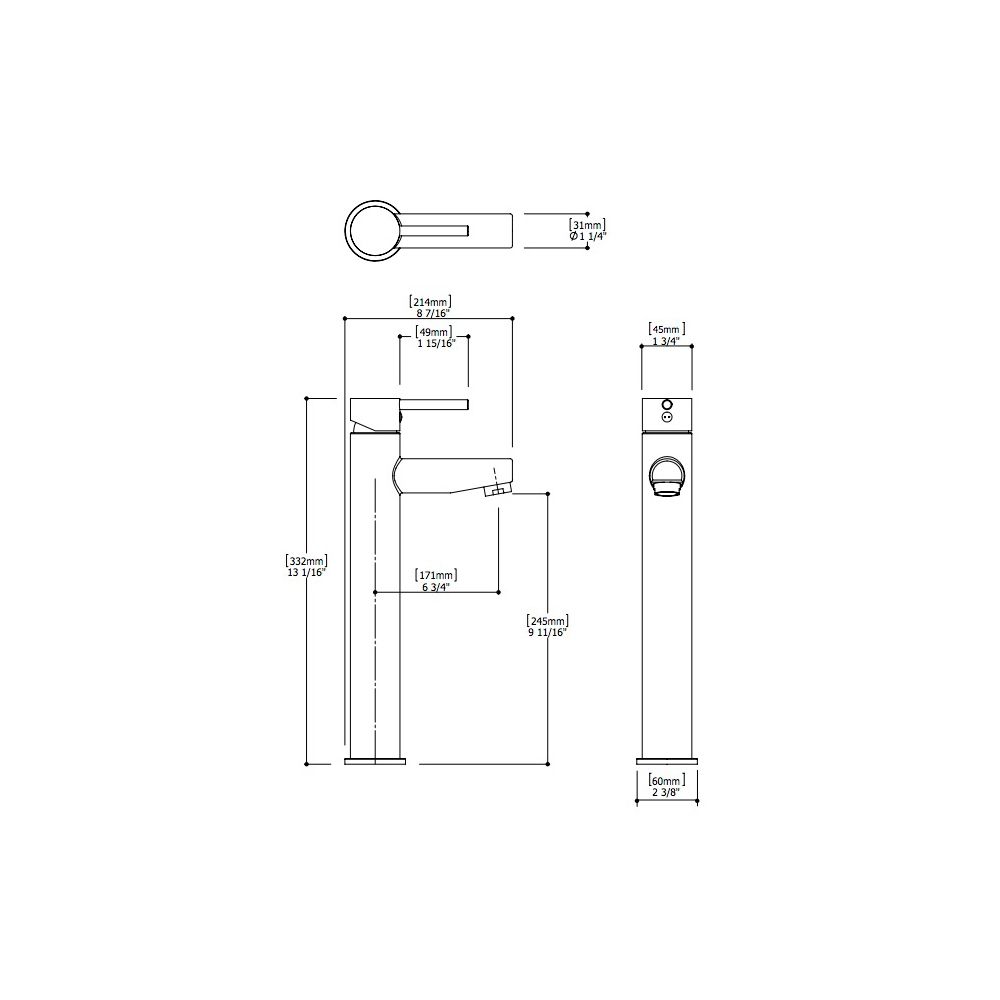 Aquabrass 61020 Volare Straight Tall Single Hole Lavatory Faucet Polished Chrome 2