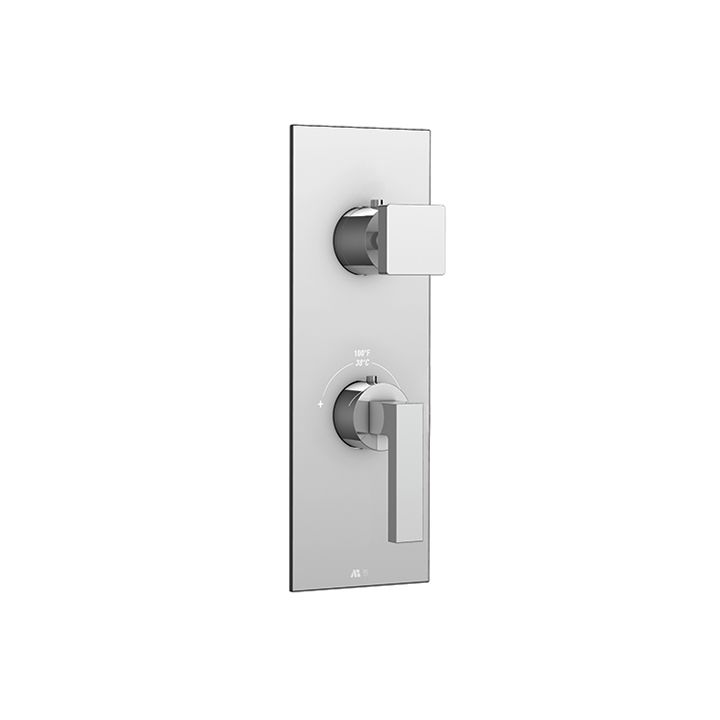 Aquabrass S8384 B Jou Square Trim Set For Thermostatic Valve 12123 3 Way Shared Functions Brushed Nickel 1