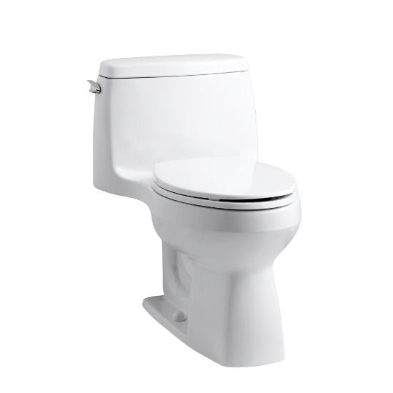 Kohler 3810-0 Santa Rosa Comfort Height One-Piece Compact Elongated 1.28 Gpf Toilet With Aquapiston Flush Technology And Left-Hand Trip Lever 1