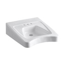 Kohler 12636-0 Morningside 20 X 27 Mounted/Concealed Arm Carrier Wheelchair Bathroom Sink With 4 Centerset Faucet Holes 1