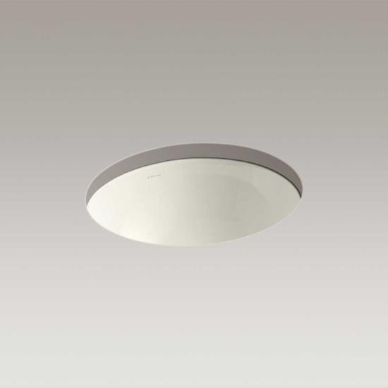 Kohler 2205-G-0 Caxton Oval 17 X 14 Under-Mount Bathroom Sink With Center Drain Glazed Underside And Clamp Assembly 1