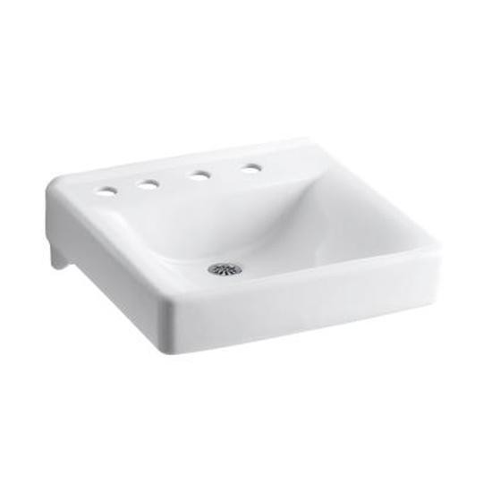 Kohler 2053-NL-0 Soho 20 X 18 Wall-Mount/Concealed Arm Carrier Bathroom Sink With 8 Widespread Faucet Holes And Left-Hand Soap Dispenser Hole 1