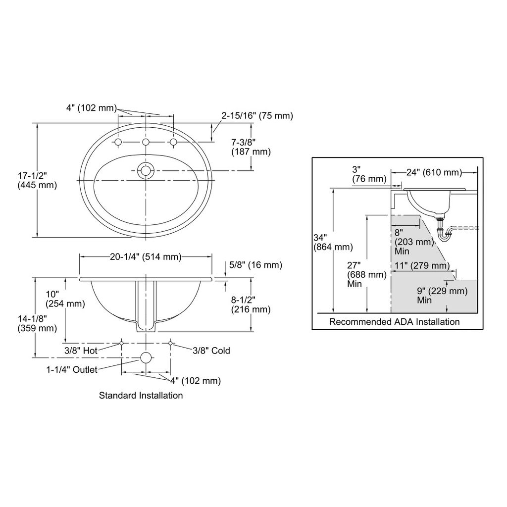 Kohler 2196-8-7 Pennington Self-Rimming Lavatory With 8 Centers 2