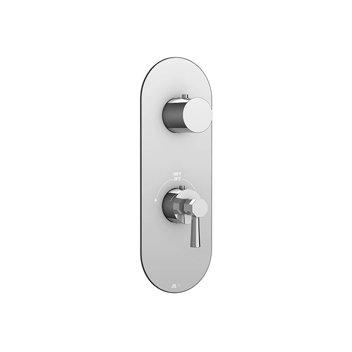 Aquabrass R9253 Otto Round Trim Set For Thermostatic Valve 12123 2 Way 1 Function At A Time Brushed Nickel 1