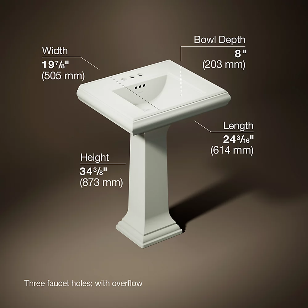 Kohler 2238-4-NY Memoirs Pedestal Lavatory With 4 Centers And Classic Design 2