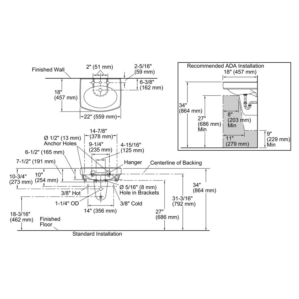Kohler 2035-4-96 Pinoir 22X18 Shroud/Lav-4Cc