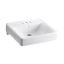 Kohler 2054-0 Soho 20 X 18 Wall-Mount/Concealed Arm Carrier Arm Bathroom Sink With 4 Centerset Faucet Holes 1