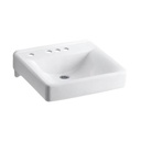 Kohler 2054-NL-0 Soho 20 X 18 Wall-Mount/Concealed Arm Carrier Bathroom Sink With 4 Centerset Faucet Holes And Left-Hand Soap Dispenser Hole 1