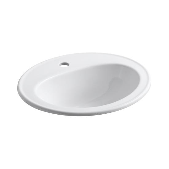 Kohler 2196-1-0 Pennington Self-Rimming Lavatory With Single-Hole Faucet Drilling 1