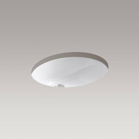 Kohler 2210-N-0 Caxton Oval 17 X 14 Under-Mount Bathroom Sink With Sealed Overflow And Clamp Assembly 1