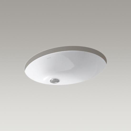 Kohler 2211-0 Caxton Oval 19 X 15 Under-Mount Bathroom Sink With Overflow And Clamp Assembly 1